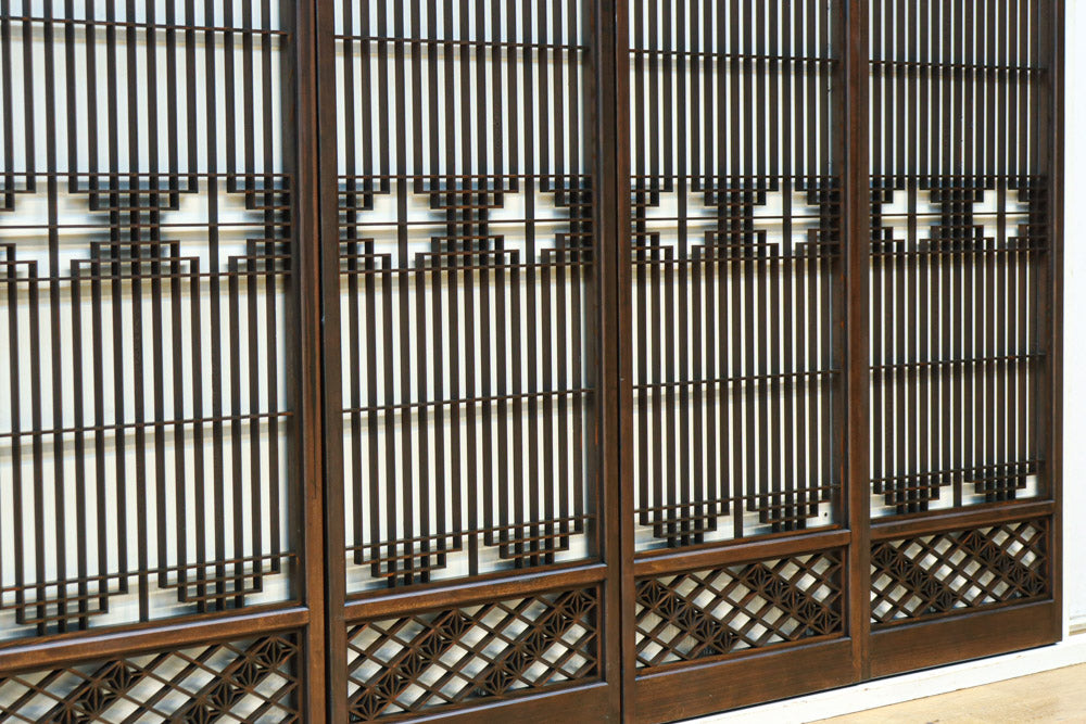 麻の葉帯模様が美しい欄間・書院セット　EZ2629　在庫5枚1組