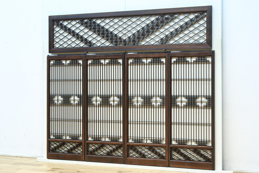 麻の葉帯模様が美しい欄間・書院セット　EZ2629　在庫5枚1組