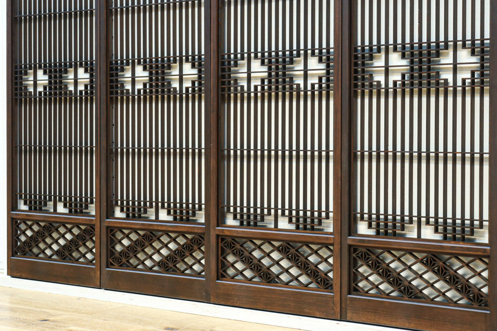 麻の葉帯模様が美しい欄間・書院セット　EZ2629　在庫5枚1組