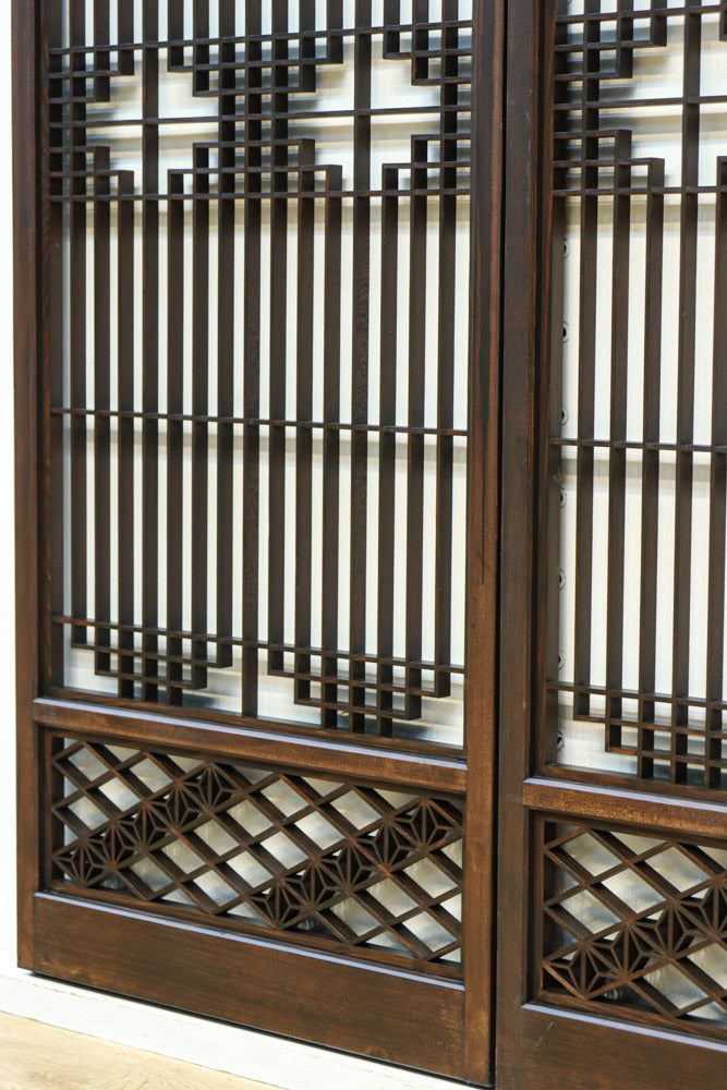 麻の葉帯模様が美しい欄間・書院セット　EZ2629　在庫5枚1組