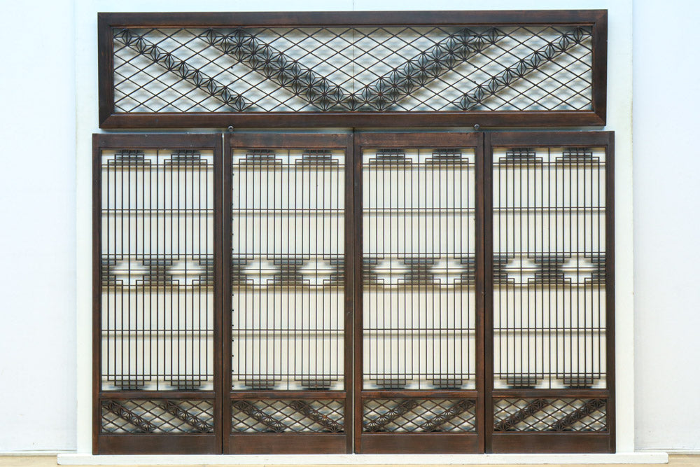 麻の葉帯模様が美しい欄間・書院セット　EZ2629　在庫5枚1組