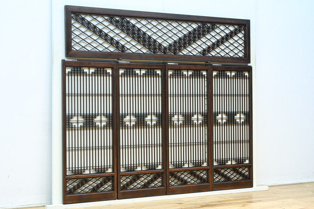 麻の葉帯模様が美しい欄間・書院セット　EZ2629　在庫5枚1組