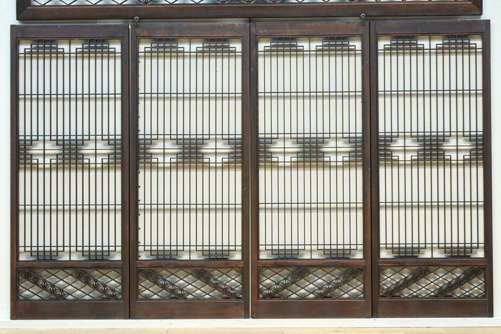 麻の葉帯模様が美しい欄間・書院セット　EZ2629　在庫5枚1組