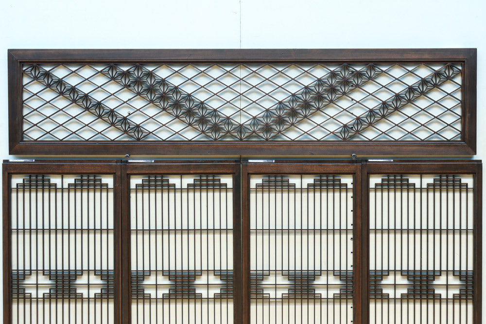 麻の葉帯模様が美しい欄間・書院セット　EZ2629　在庫5枚1組