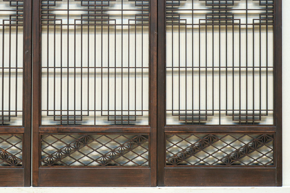 麻の葉帯模様が美しい欄間・書院セット　EZ2629　在庫5枚1組