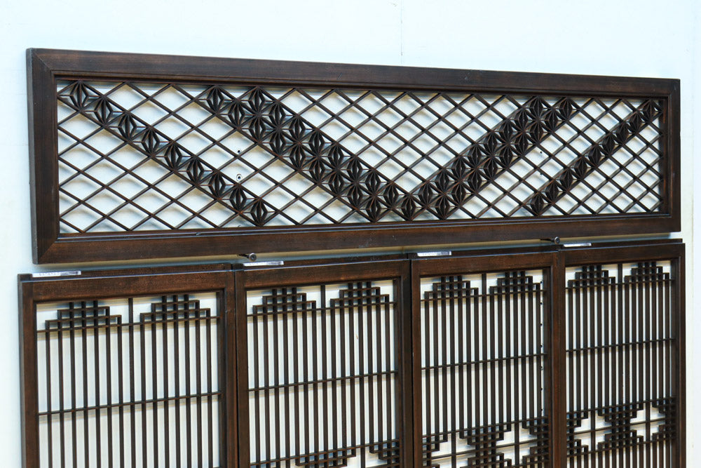 麻の葉帯模様が美しい欄間・書院セット　EZ2629　在庫5枚1組