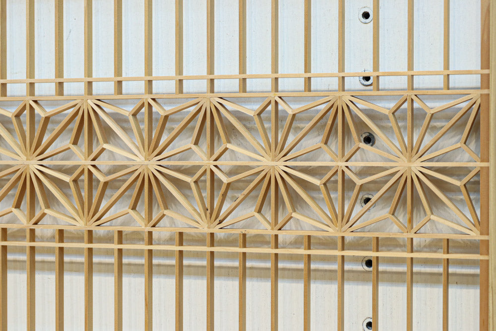 Nさま専用⭐️未使用 麻の葉模様 縞模様　ウール2点おまとめ 幅1088ミリ 麻の葉帯模様が際立つ気品あふれる小型欄間 EZ2660