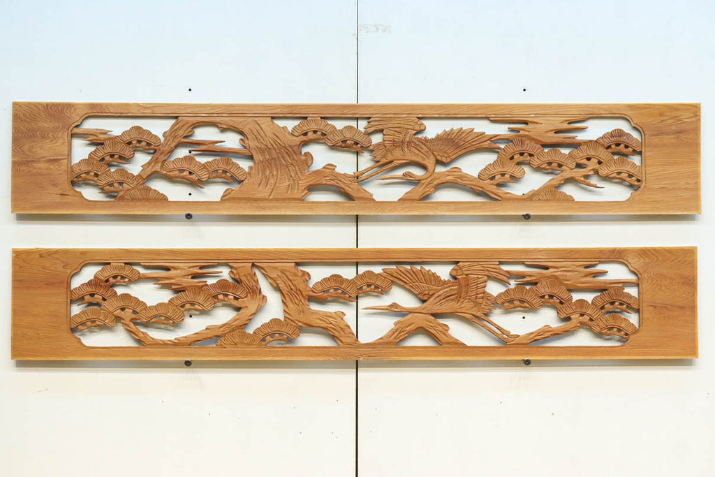 鶴と松　木彫 ひでしな商店 / 鶴と松の彫刻欄間