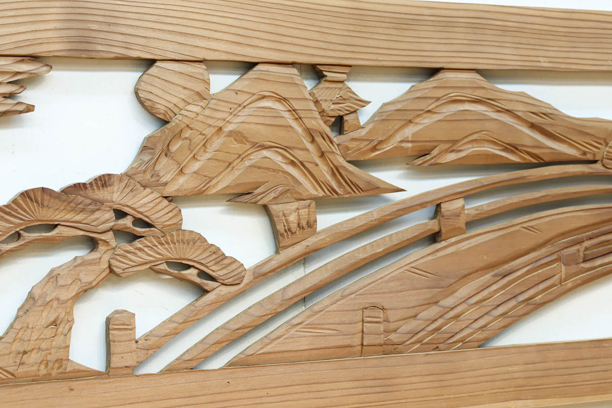 【彫刻欄間】近江八景(城) 金塗装 6尺×1尺×1.5寸 彫刻欄間 近江八景 城 金塗装 6尺×1尺×1.5寸