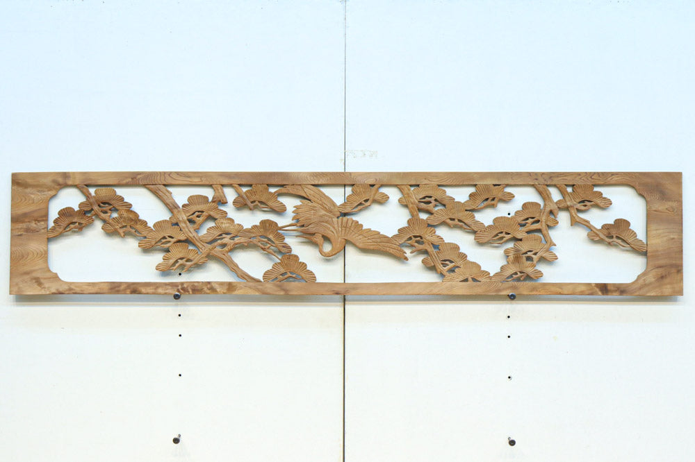 木地色の明るい色合いで気品ある彫刻欄間素材　EZ2719ab　在庫(a:1 b:1)枚