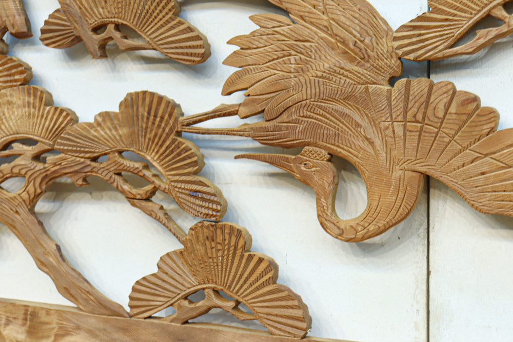 木地色の明るい色合いで気品ある彫刻欄間素材　EZ2719ab　在庫(a:1 b:1)枚