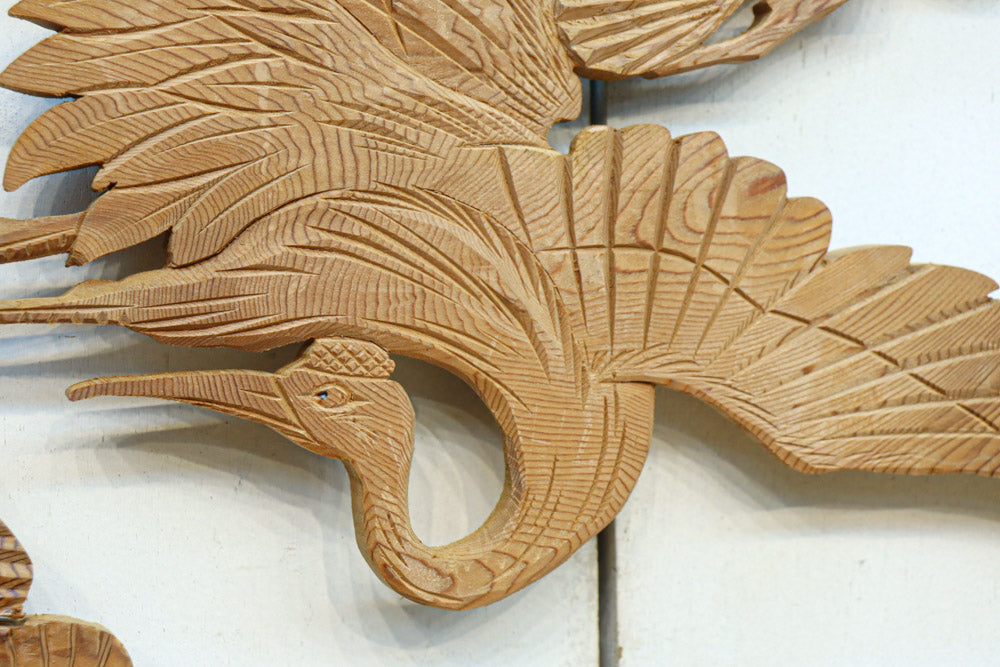 木地色の明るい色合いで気品ある彫刻欄間素材　EZ2719ab　在庫(a:1 b:1)枚