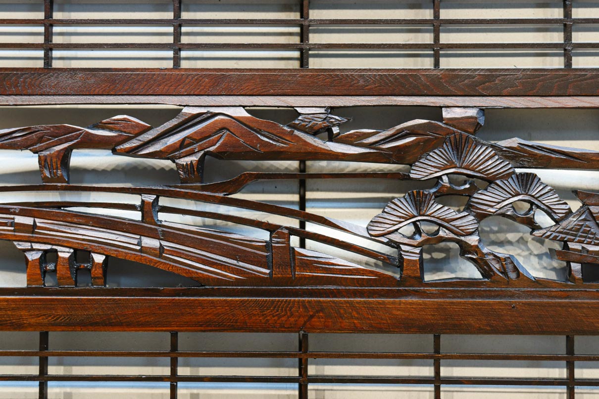 窓絵に穏やかな風景が広がる欄間　EZ2723ab　在庫(a:1 b:1)枚