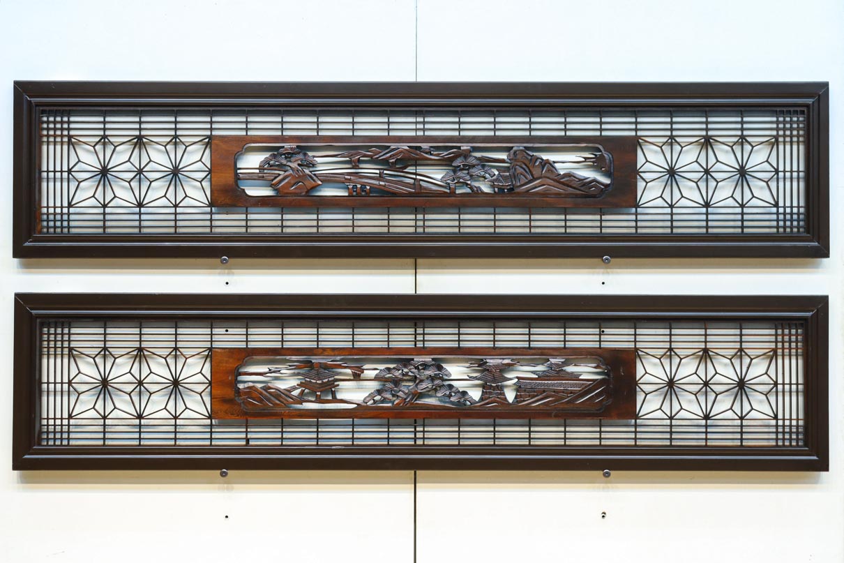 窓絵に穏やかな風景が広がる欄間　EZ2723ab　在庫(a:1 b:1)枚