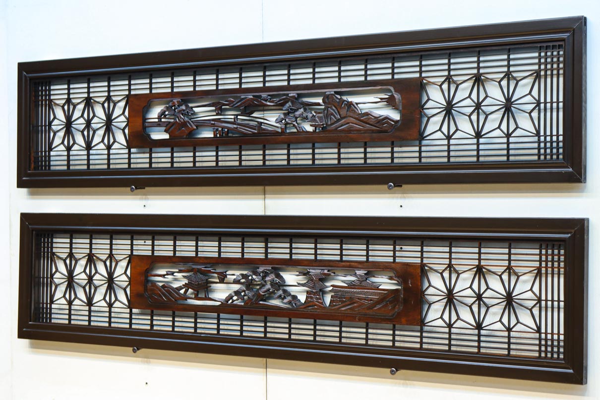 窓絵に穏やかな風景が広がる欄間　EZ2723ab　在庫(a:1 b:1)枚