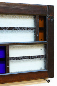 色ガラスがアクセントになるモダンデザインが素敵なガラス入り小型欄間　EZ2748ab　在庫(a:1 b:1)枚