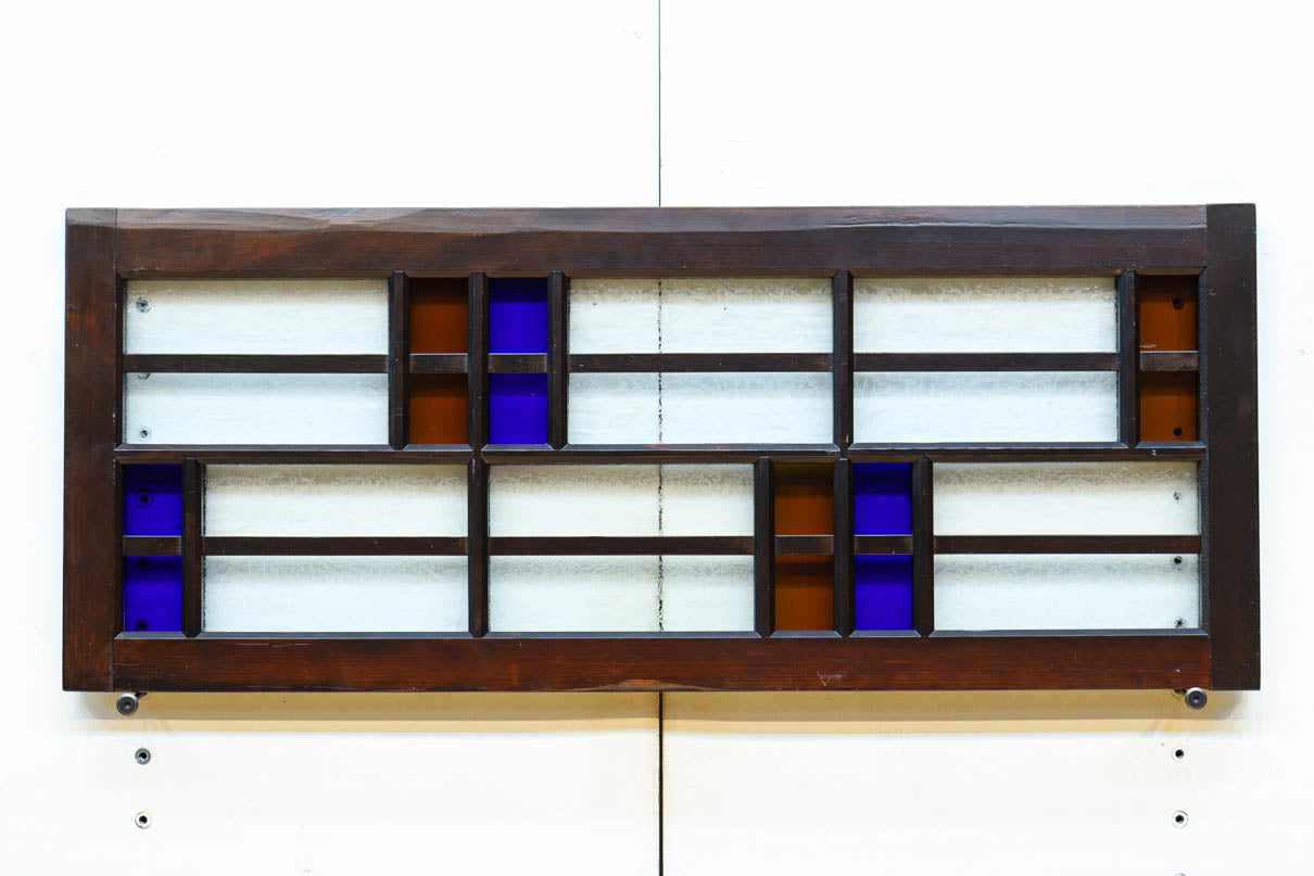 色ガラスがアクセントになるモダンデザインが素敵なガラス入り小型欄間　EZ2748ab　在庫(a:1 b:1)枚