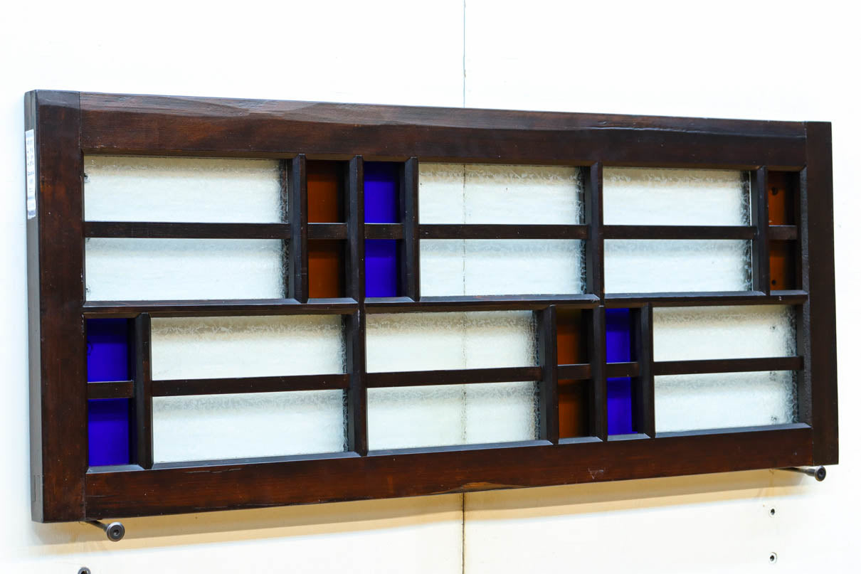 色ガラスがアクセントになるモダンデザインが素敵なガラス入り小型欄間　EZ2748ab　在庫(a:1 b:1)枚