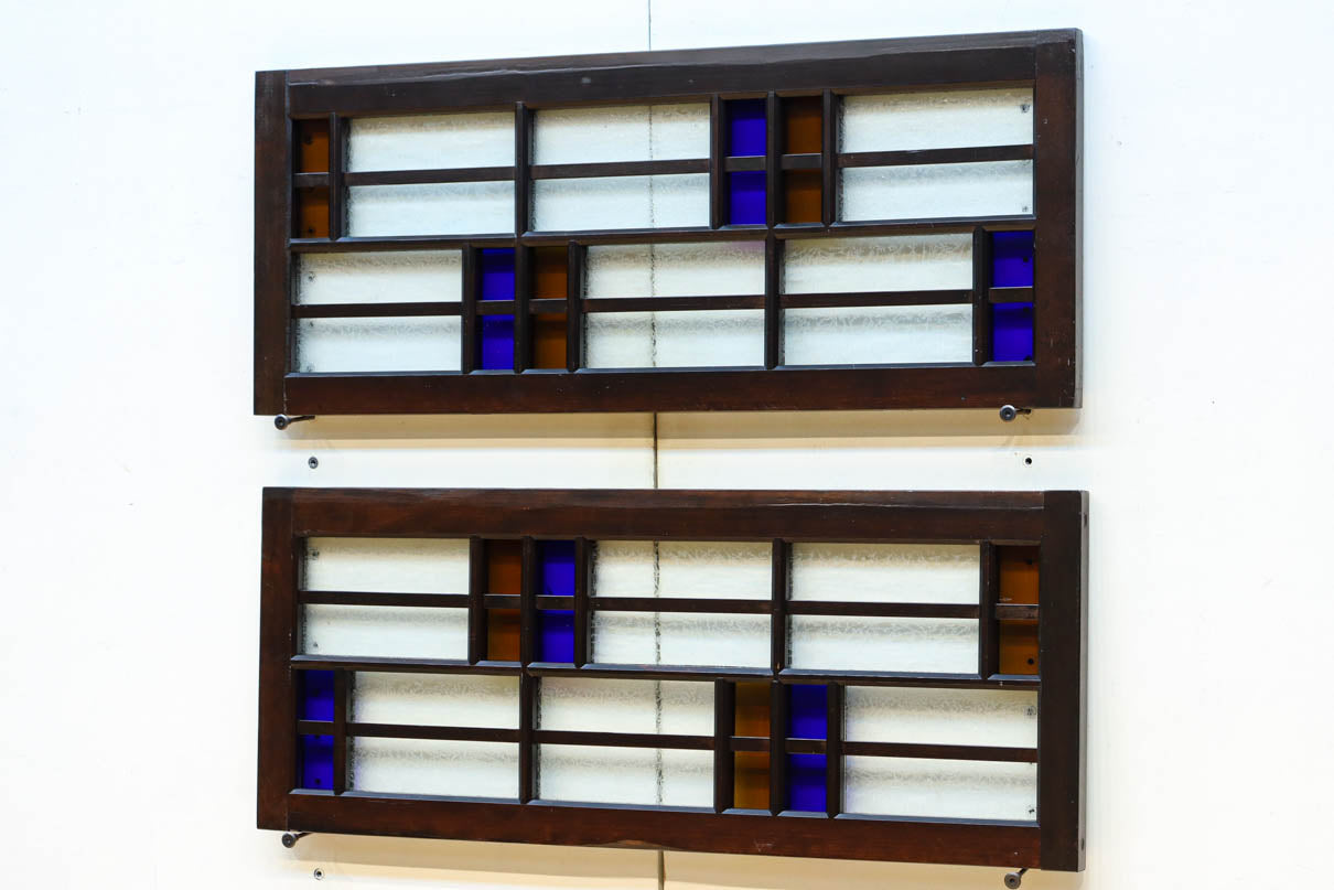 色ガラスがアクセントになるモダンデザインが素敵なガラス入り小型欄間　EZ2748ab　在庫(a:1 b:1)枚