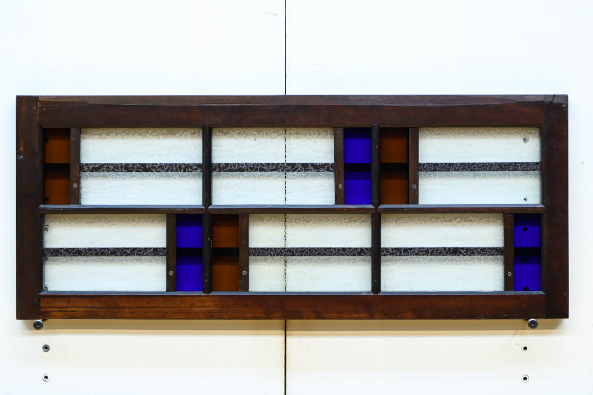 色ガラスがアクセントになるモダンデザインが素敵なガラス入り小型欄間　EZ2748ab　在庫(a:1 b:1)枚