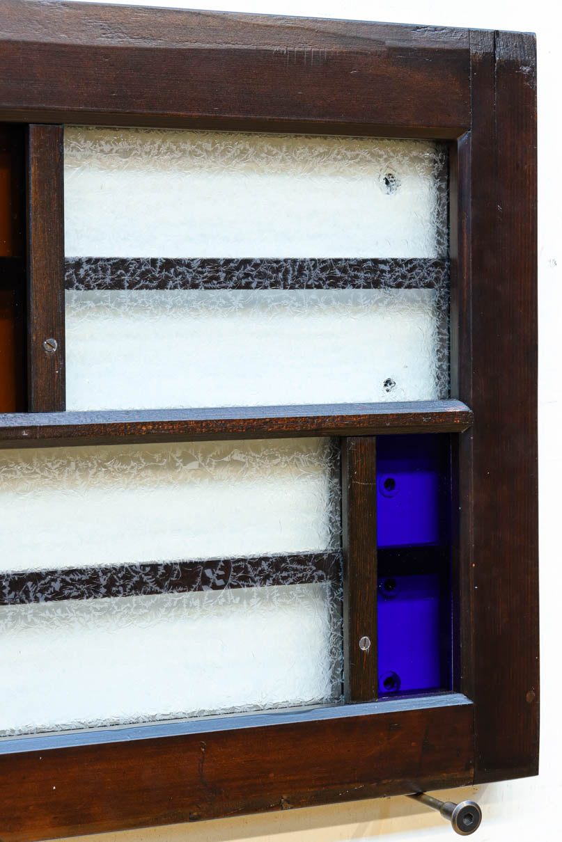 色ガラスがアクセントになるモダンデザインが素敵なガラス入り小型欄間　EZ2748ab　在庫(a:1 b:1)枚