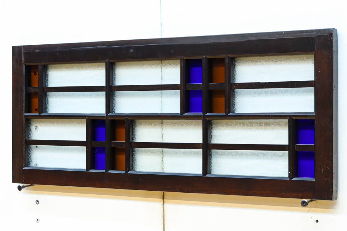 色ガラスがアクセントになるモダンデザインが素敵なガラス入り小型欄間　EZ2748ab　在庫(a:1 b:1)枚