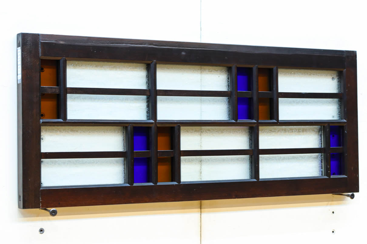 色ガラスがアクセントになるモダンデザインが素敵なガラス入り小型欄間　EZ2748ab　在庫(a:1 b:1)枚