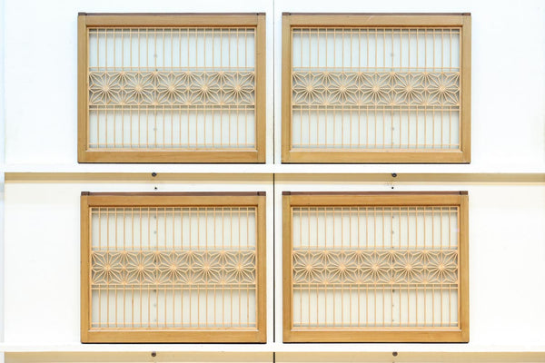 角麻帯装飾で格調ある両面ガラス入り小型欄間　EZ2781ab　在庫(a:2 b:2)枚