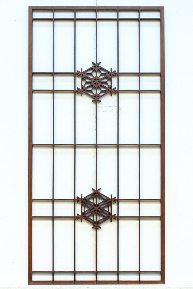 麻の葉と胡麻組子の装飾で雅な面持ちの小型建具素材　EZ2803　在庫2枚