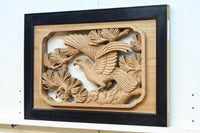 稀少サイズ‼︎見事な枝ぶりの松と鷹の彫刻小型欄間　EZ2809　在庫1枚