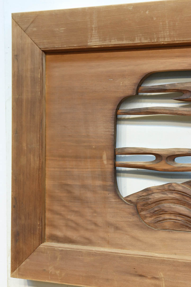 雄大な富士山と松の風景が美しい彫刻欄間　EZ2810　在庫1枚