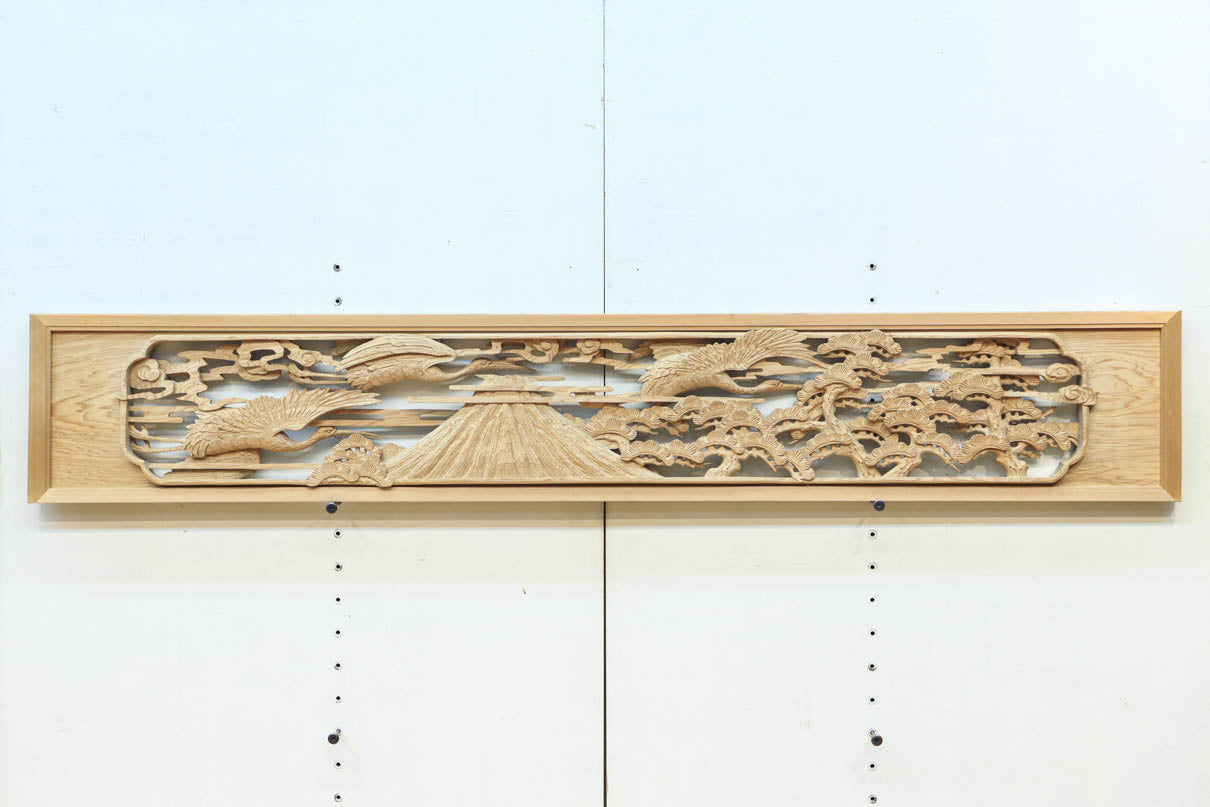 鶴と松を細やかに描いた彫刻欄間　EZ2812ab　在庫(a:1  b:1)枚