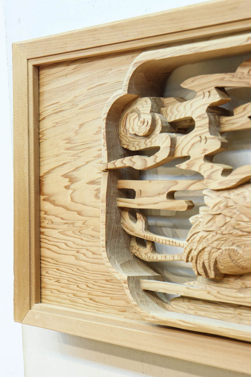 鶴と松を細やかに描いた彫刻欄間　EZ2812ab　在庫(a:1  b:1)枚