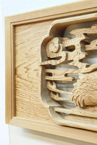 鶴と松を細やかに描いた彫刻欄間　EZ2812ab　在庫(a:1  b:1)枚