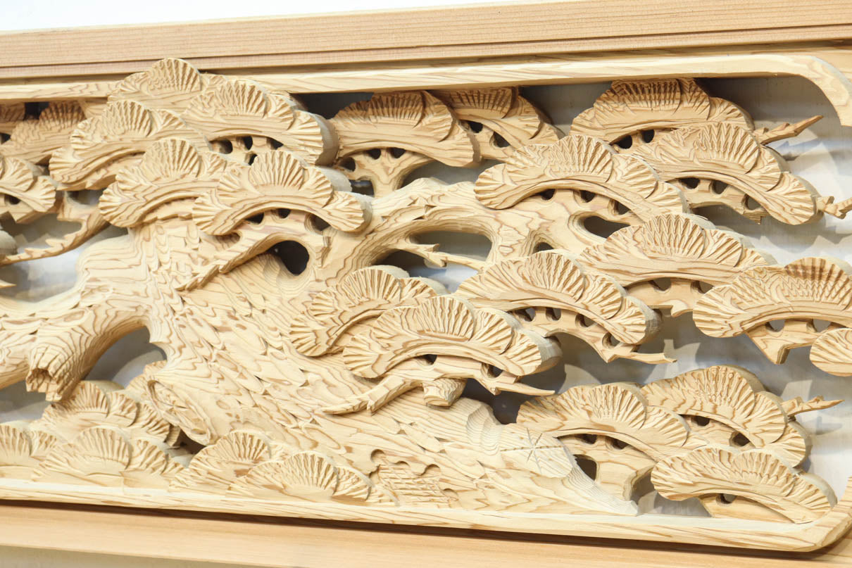 鶴と松を細やかに描いた彫刻欄間　EZ2812ab　在庫(a:1  b:1)枚