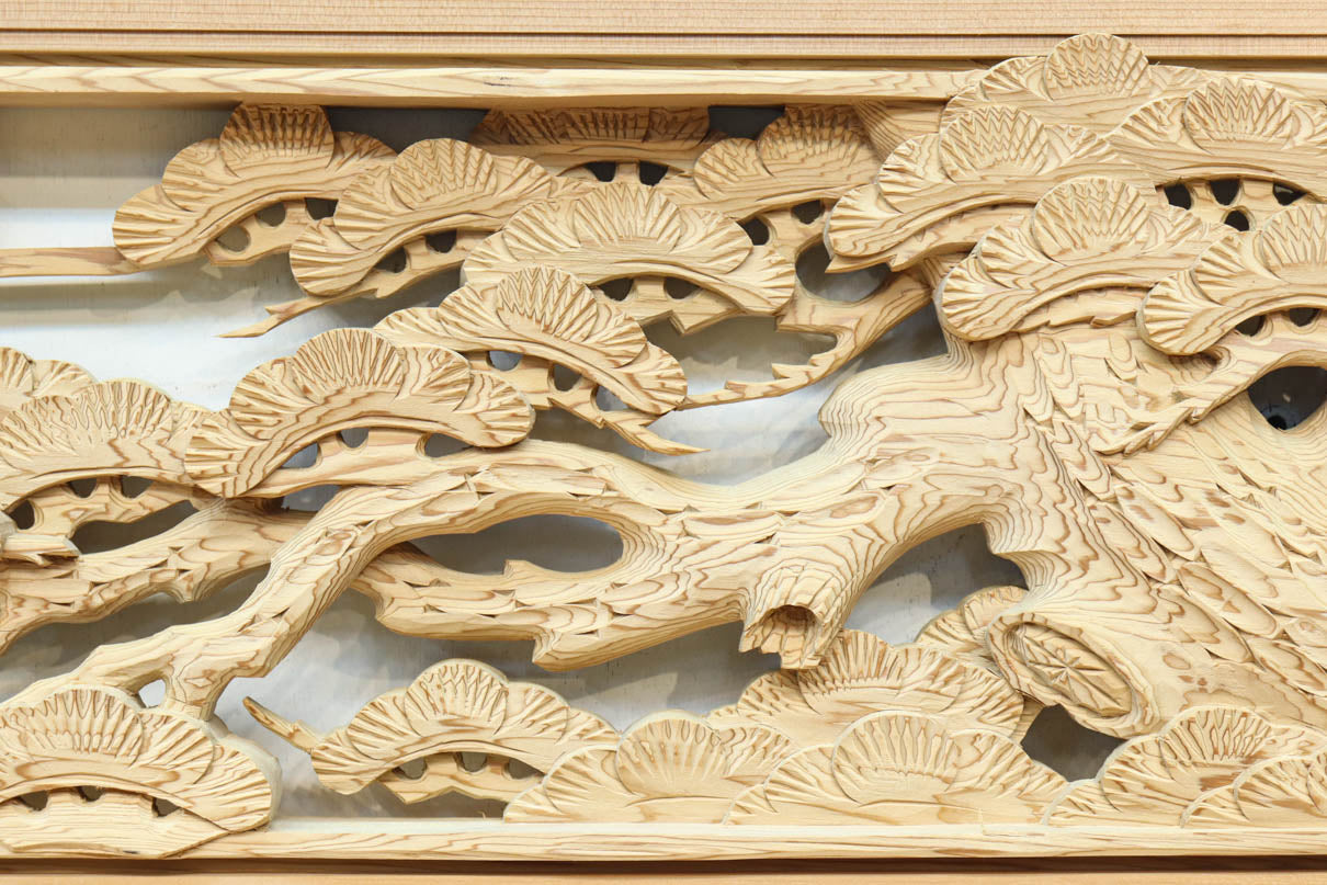 鶴と松を細やかに描いた彫刻欄間　EZ2812ab　在庫(a:1  b:1)枚