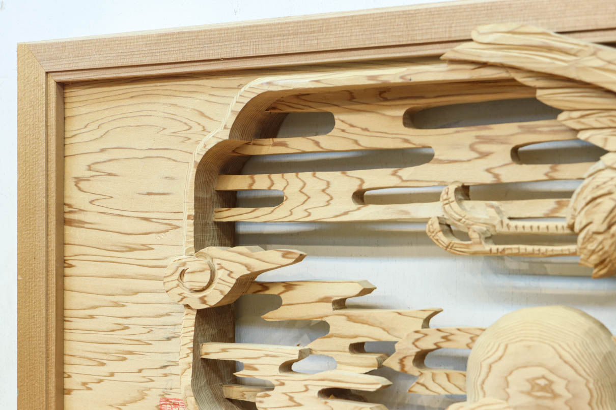 鶴と松を細やかに描いた彫刻欄間　EZ2812ab　在庫(a:1  b:1)枚