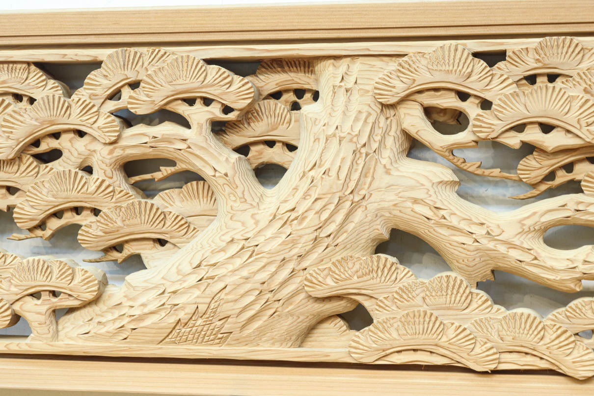 鶴と松を細やかに描いた彫刻欄間　EZ2812ab　在庫(a:1  b:1)枚