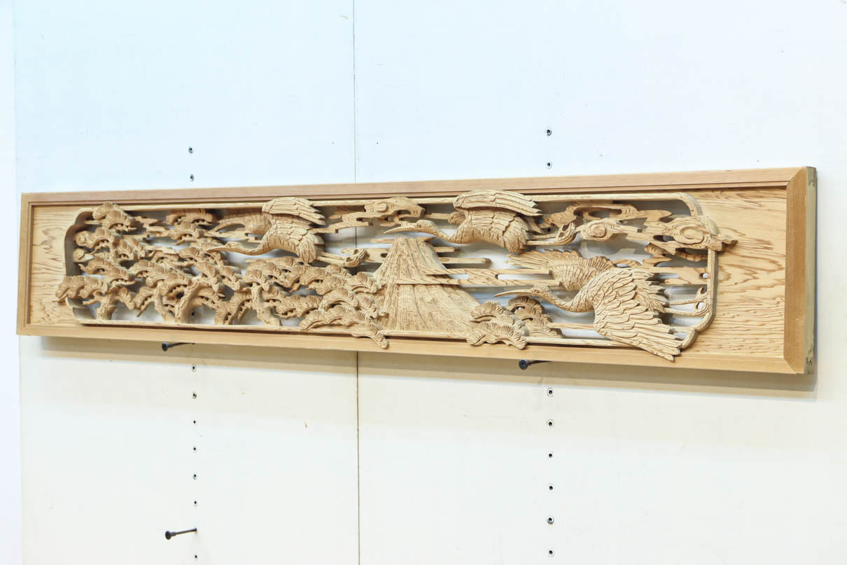 鶴と松を細やかに描いた彫刻欄間　EZ2812ab　在庫(a:1  b:1)枚