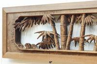 立体感ある梅や菊を華やかに描く彫刻欄間　EZ2814ab　在庫(a:1 b:1)枚