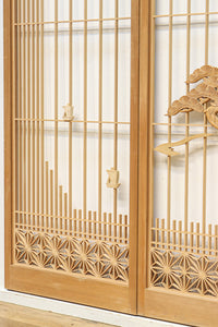 冠雪した富士を望む窓絵の気品ある書院セット　EZ2815　在庫4枚1組