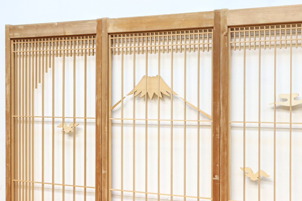 冠雪した富士を望む窓絵の気品ある書院セット　EZ2815　在庫4枚1組