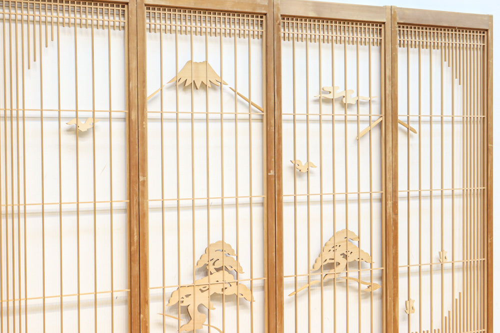 冠雪した富士を望む窓絵の気品ある書院セット　EZ2815　在庫4枚1組