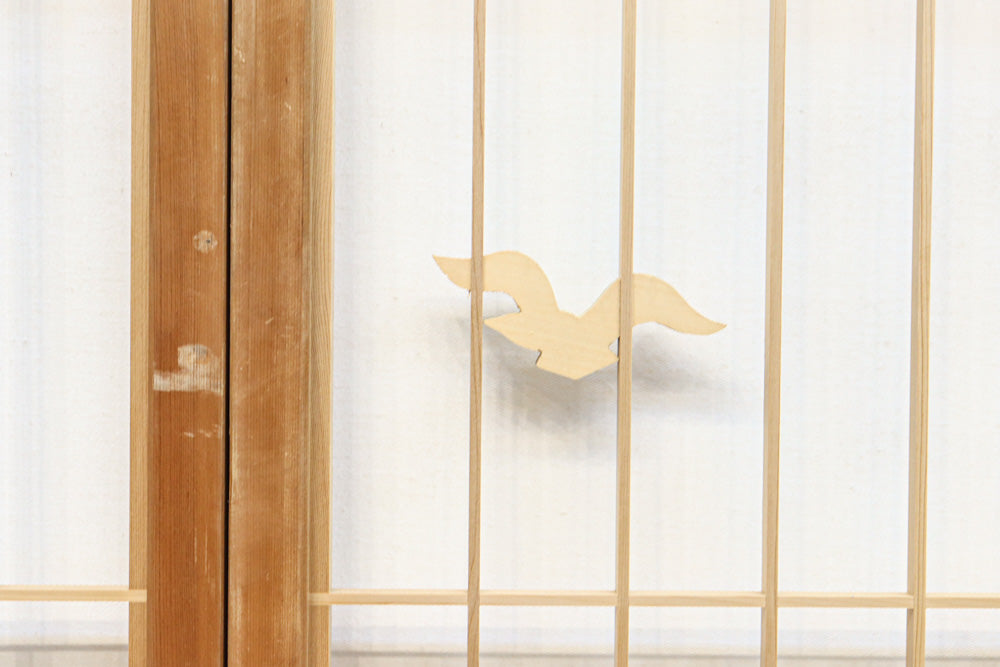 冠雪した富士を望む窓絵の気品ある書院セット　EZ2815　在庫4枚1組