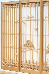 冠雪した富士を望む窓絵の気品ある書院セット　EZ2815　在庫4枚1組