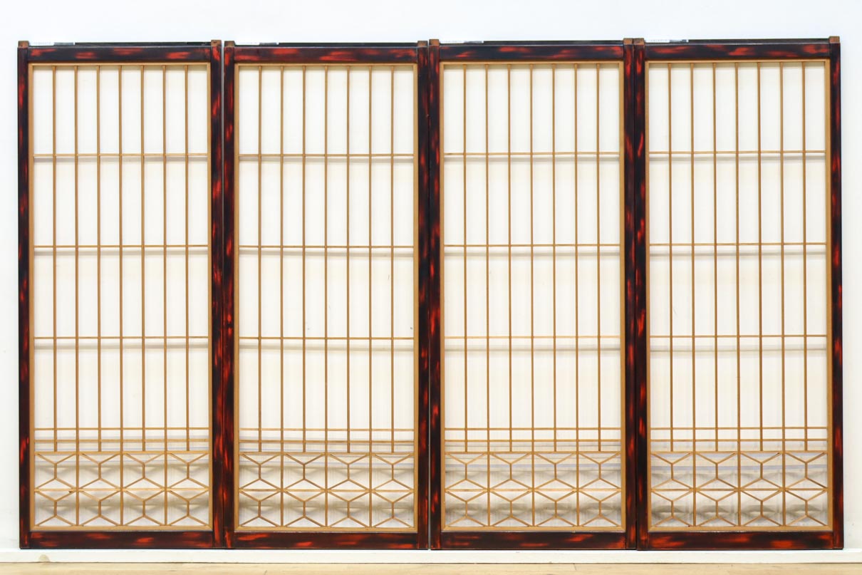 美しい朱漆枠の上品な書院　EZ2817　在庫4枚　