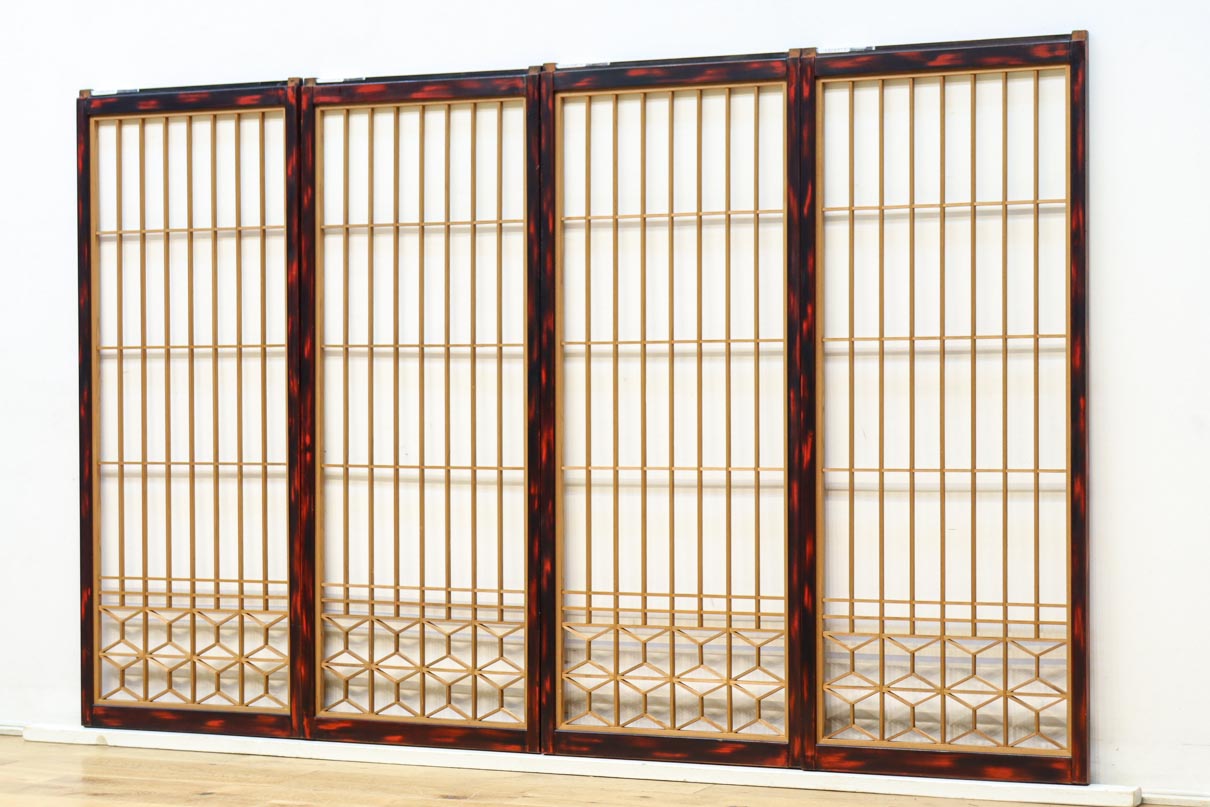 美しい朱漆枠の上品な書院　EZ2817　在庫4枚　