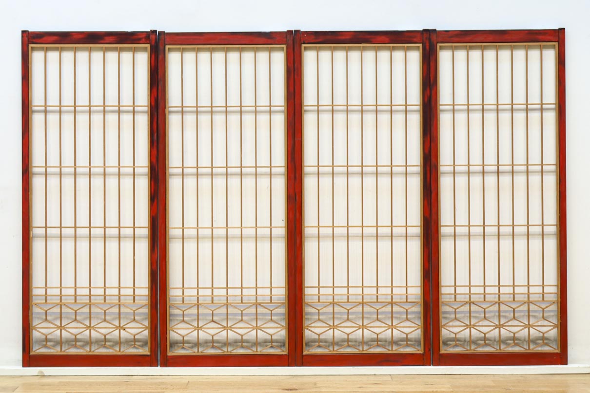 美しい朱漆枠の上品な書院　EZ2817　在庫4枚　