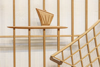 富士の頂と投網装飾が引き立つ風景を描いた書院セット　EZ2826　在庫4枚1組