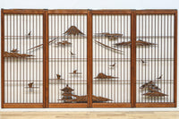 富士山を遠景に湖畔の清閑な風景を描いた書院セット　EZ2827　在庫4枚1組